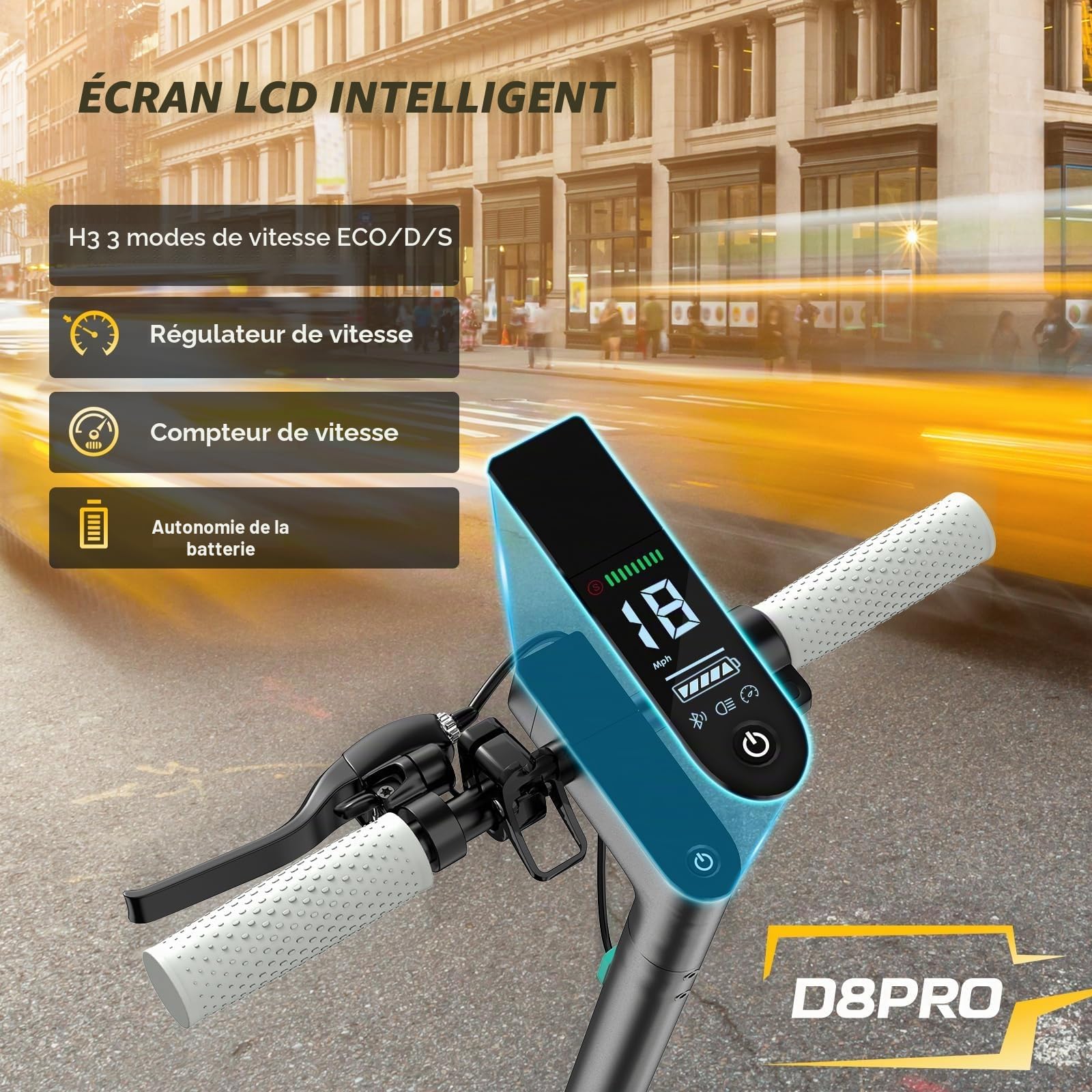 EGGKING Trottinette électrique adulte – 350 W, vitesse jusqu'à 25 km/h, 8,5" pneus anti-crevaison, 35 km, double frein, contrôle de l'application