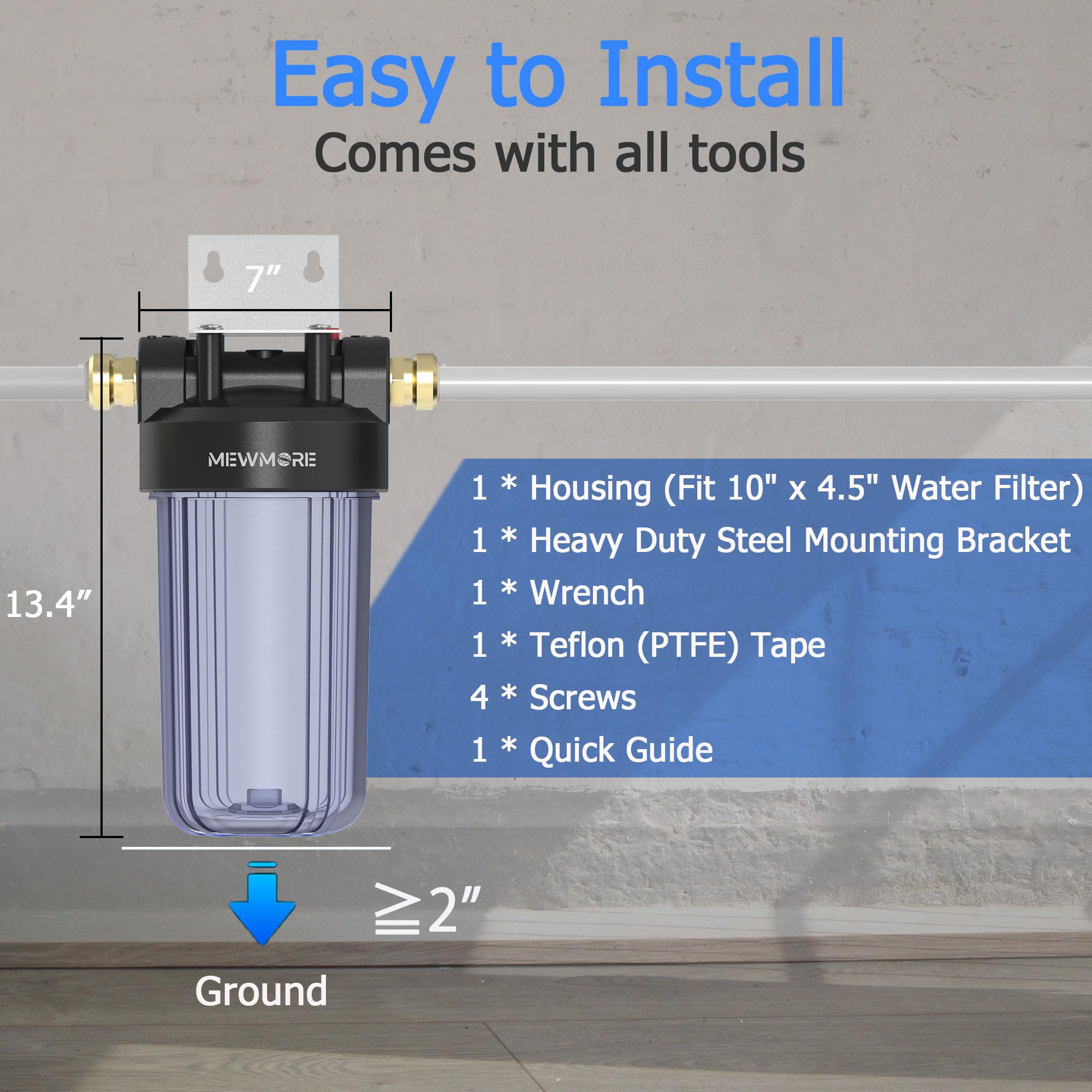 Whole House Water Filter Housing - MewMore WHT10 -4