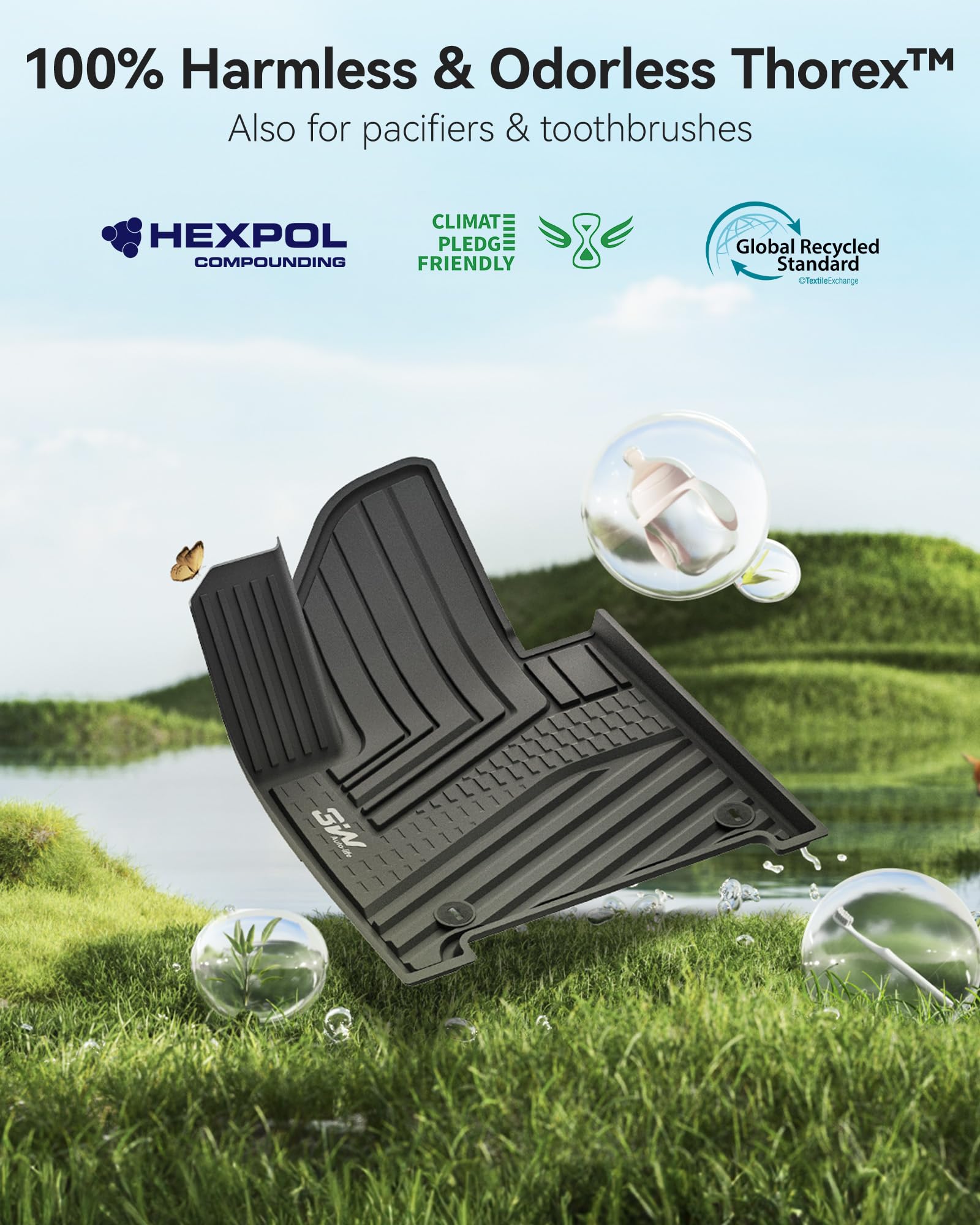 3W Floor Mats Cargo Liner Fit for 2024 2025 2026 Hyundai Santa Fe Not for Hybrid 6 Seats — view 7