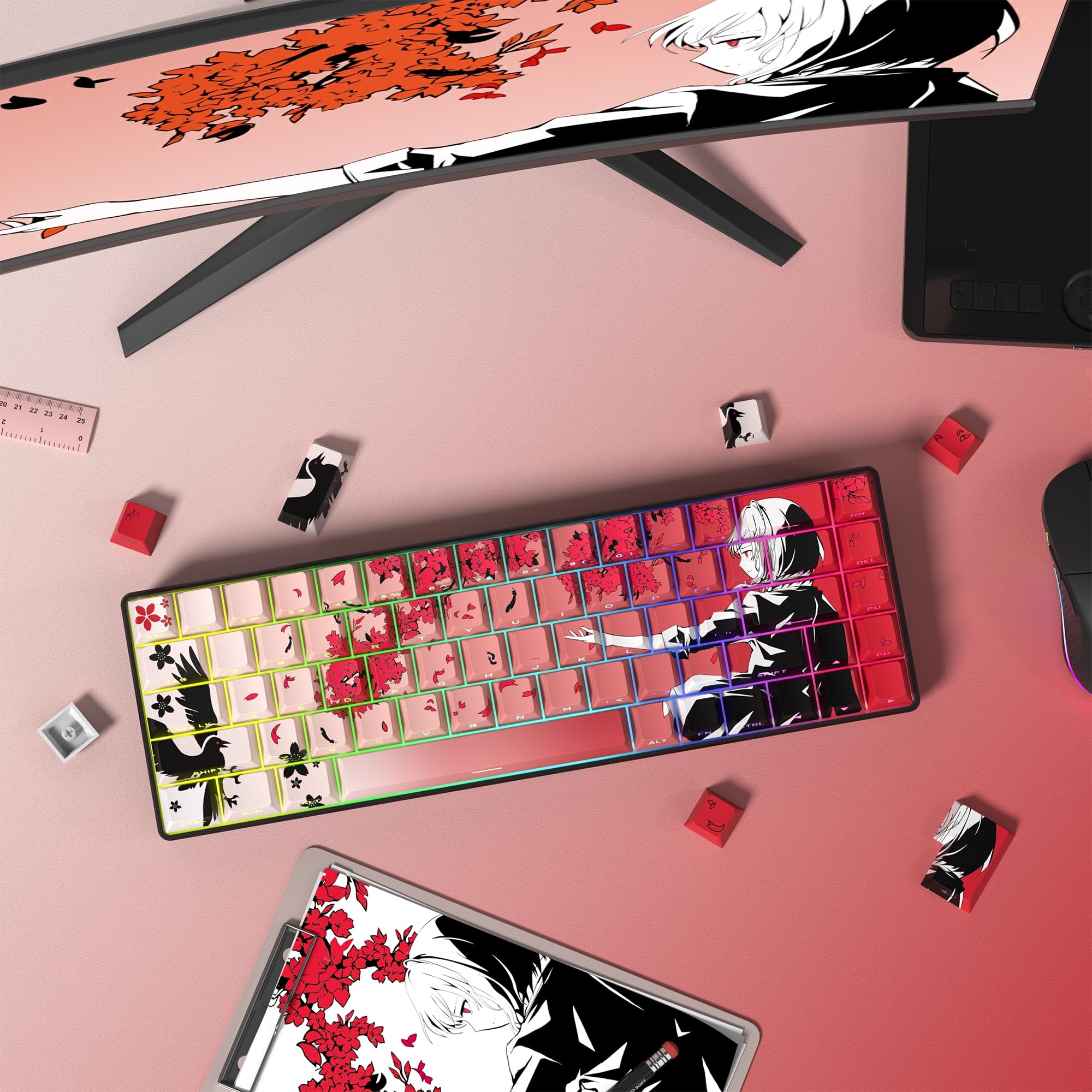 coco◡̈︎* Japanese Anime Keycaps Shine Throgu Key Caps,Cherry