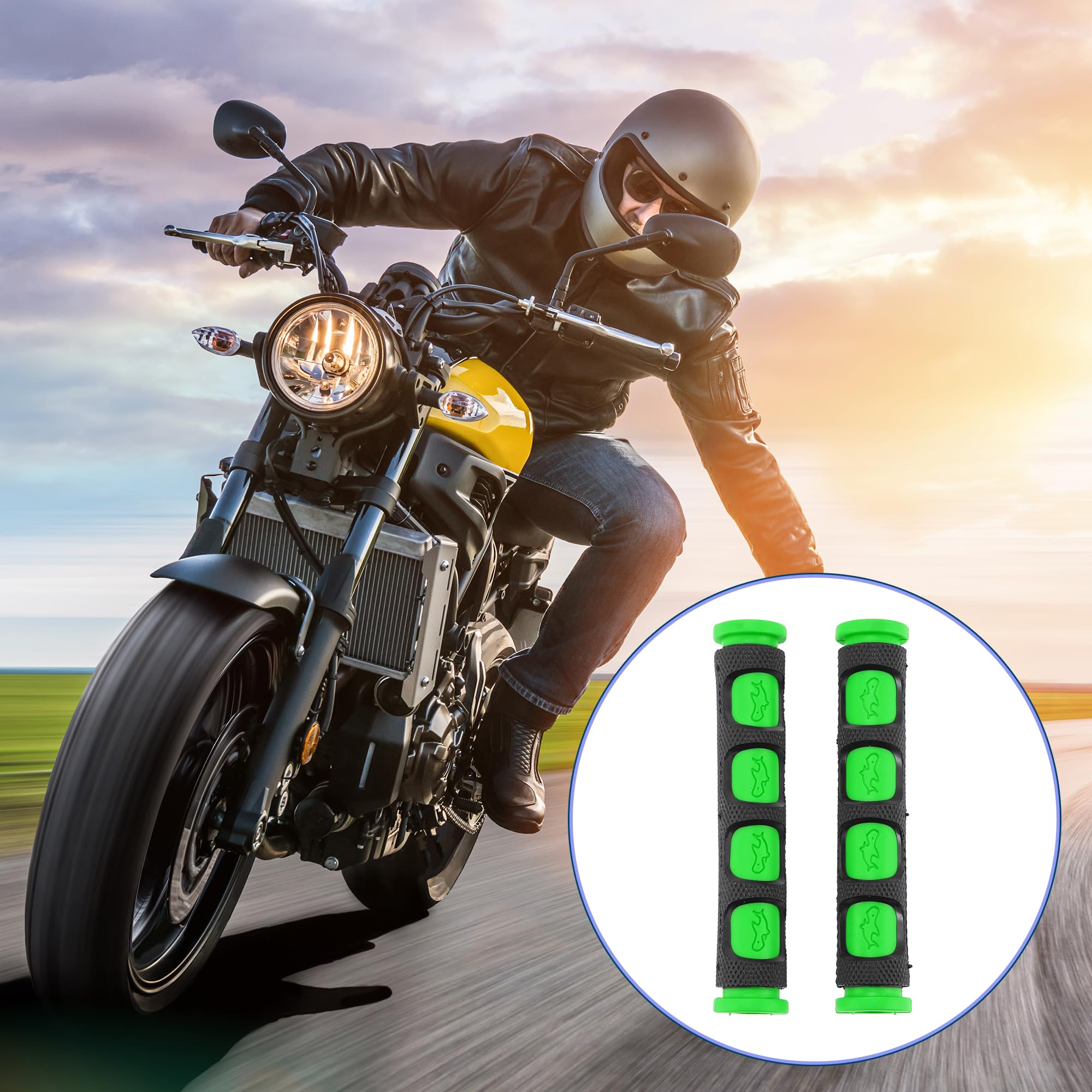 3/8" 10mm Copri Leva Freno Universale per Moto in Gomma Antiscivolo per Manopola Leva Freno per Moto Scooter Bicicletta Bici Verde 1 Coppia