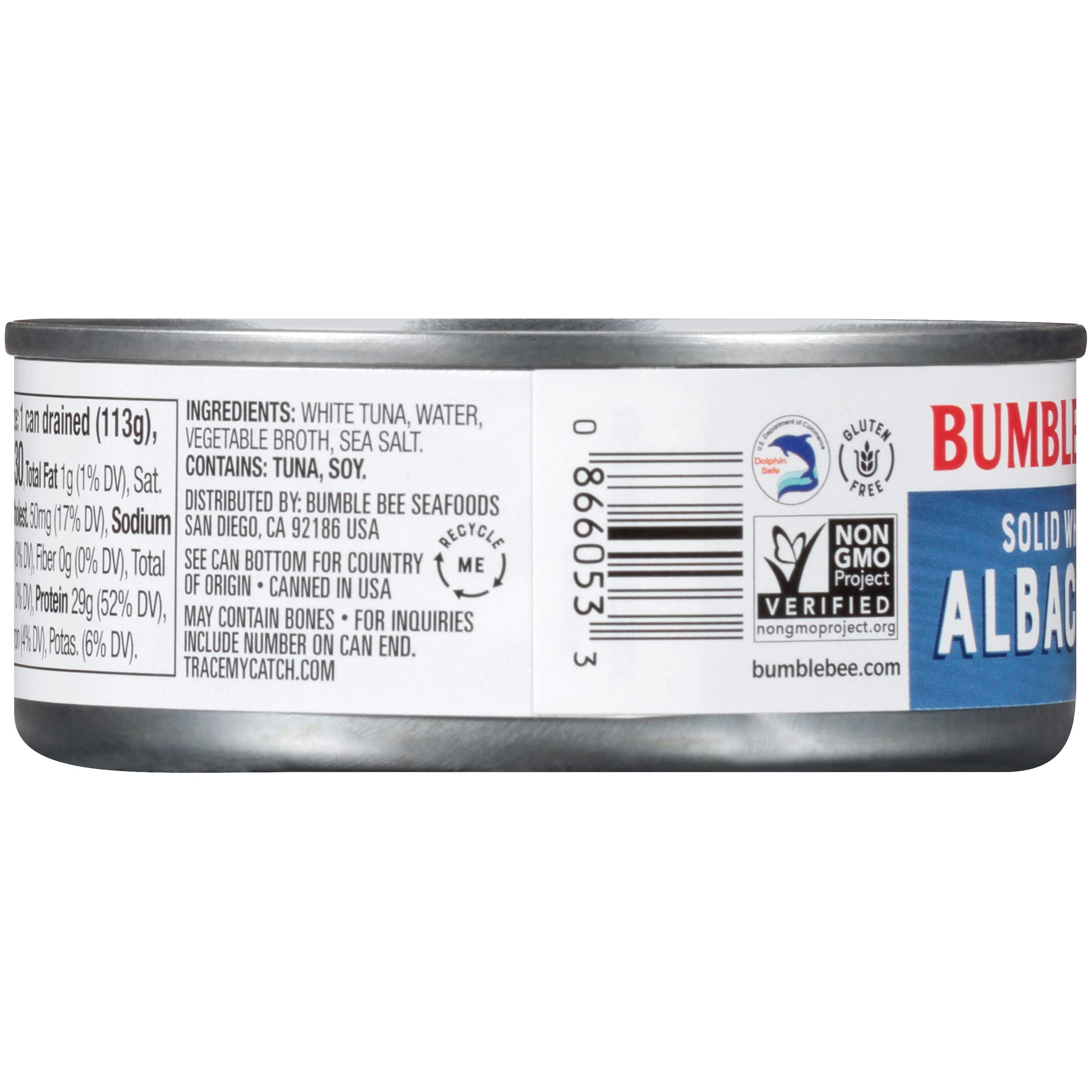 BUMBLE BEE Solid White Albacore Tuna Fish in Water, Canned Tuna Fish