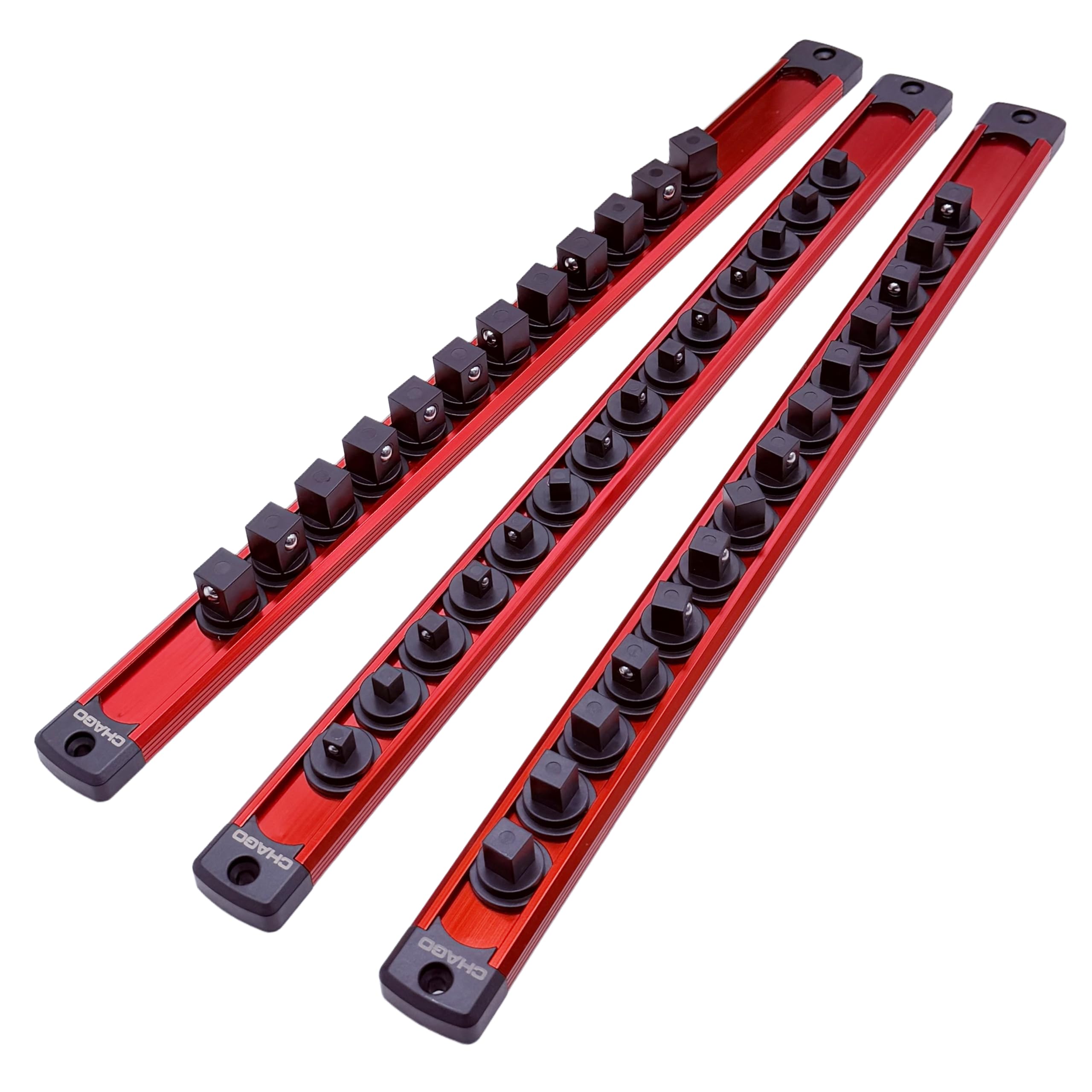 Riel de enchufe magnético CHAGO con soporte giratorio y clips de 1/4 para cajas de herramientas