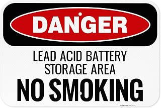 Lead Acid Battery Storage Area No Smoking OSHA Sign, 12x18 Inches, 3M EGP Reflective .063 Aluminum, Fade Resistant, Made in USA
