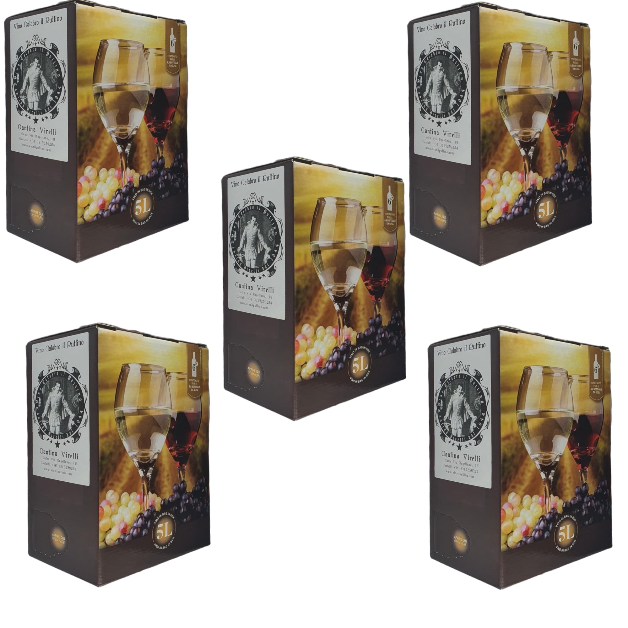 Vino Calabro il Puttino | Rosato Intenso | Botte del Contadino | Bag in Box da 5 litri | Cantina Virelli | Cutro | Non filtrato | Artigianale (25 litri)