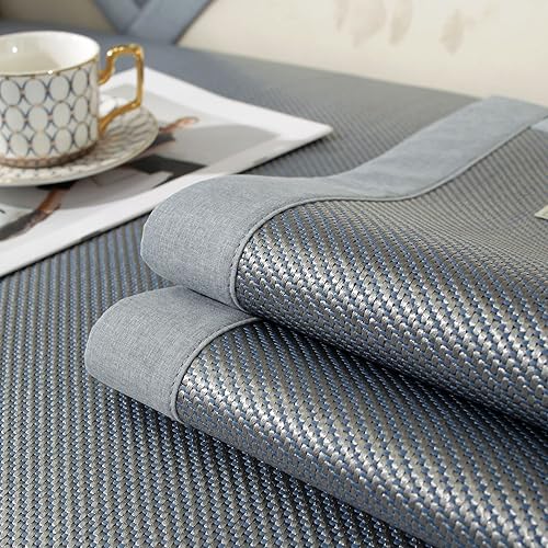 Miniatura 8 de Tapete cuadrado de enfriamiento para ropa de cama, tapete de ratán de seda de hielo, tapete plegable de seda de hielo Jacquard, color verde, tamaño