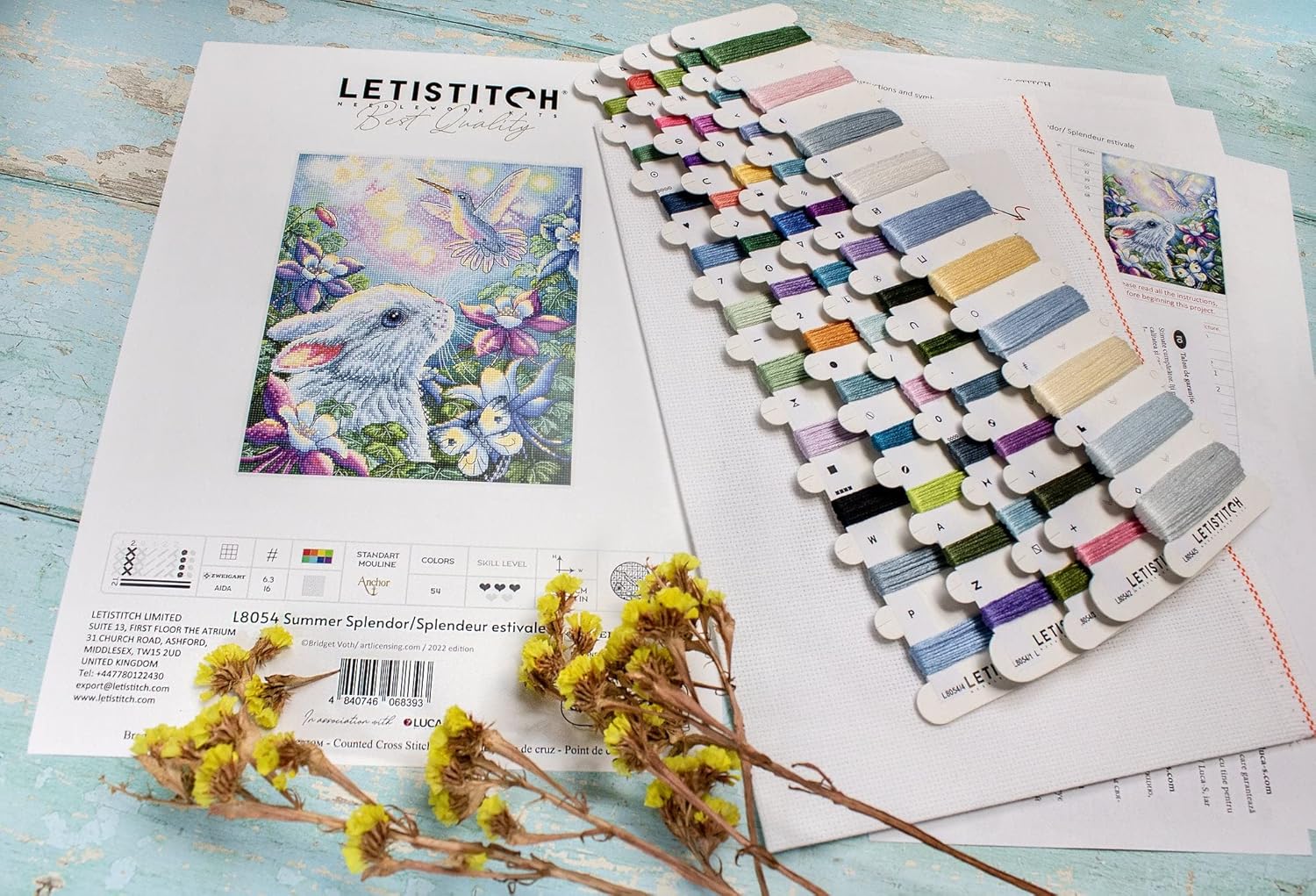Wizardi Letistitch Counted Cross Stitch Kit on Canvas Aida with Summer Splendor. Incredible Chart 9.45 * 7.48 inches L8054. Fantastic for Embroidery & Needlework Amateurs