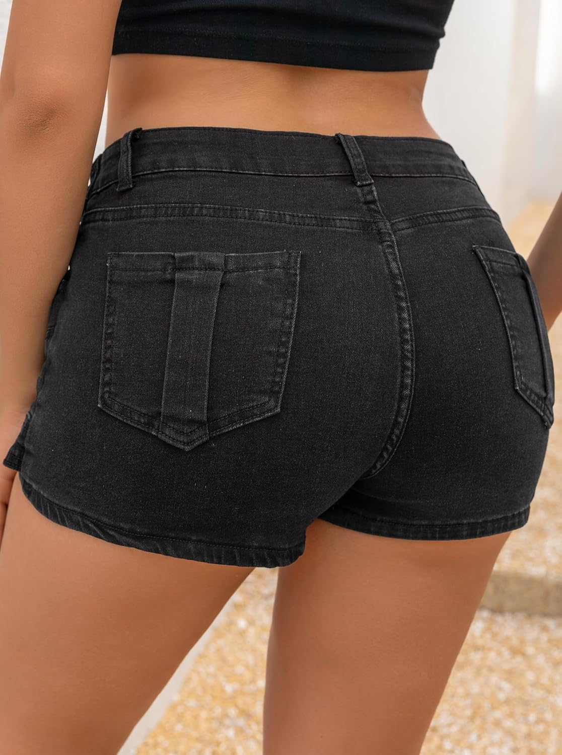 Denim Skort for Women High Waisted Asymmetrical Wrap Jean Skorts A-Line Stretchy Skinny Cargo Mini Skirts - Image 4
