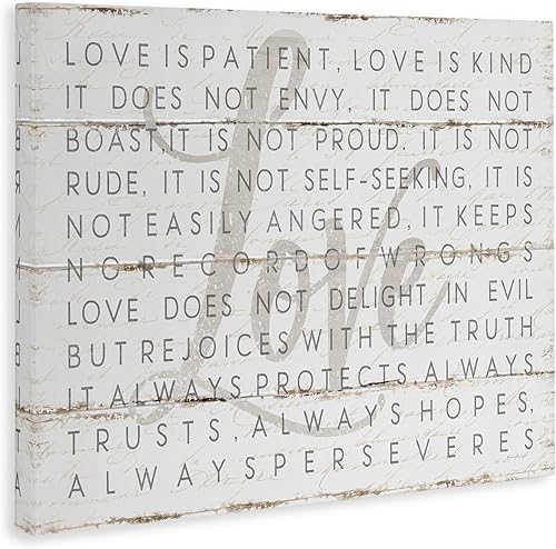 Miniatura 3 de Stupell Industries Love Is Patient - Lienzo decorativo para pared, diseño de tablones gris sobre blanco, diseñado por Jennifer Pugh, 20 x 16 pulgadas