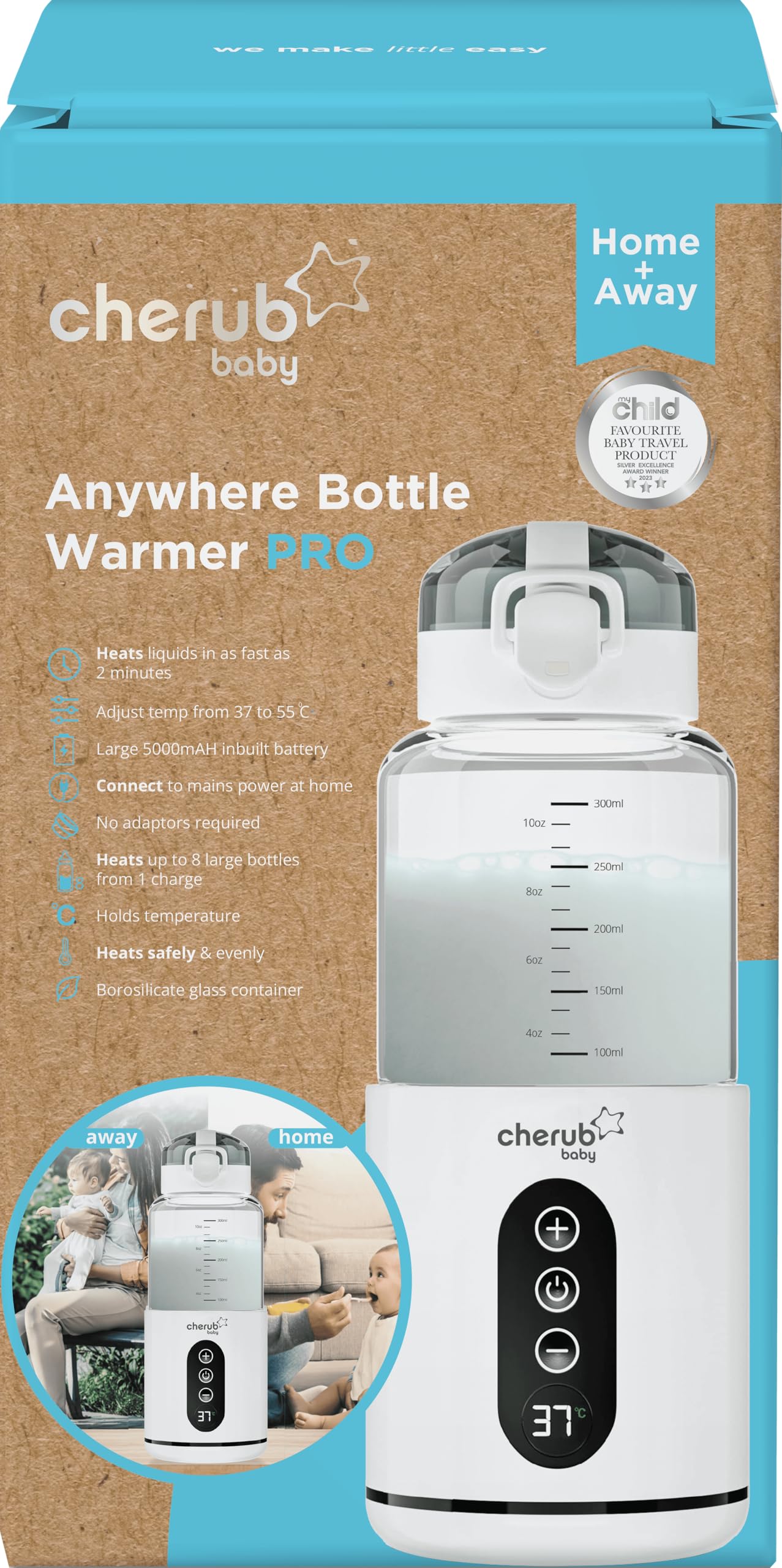 Cherub Baby Anywhere Chauffe-biberon portable Pro – Chauffe-lait maternel et lait maternisé