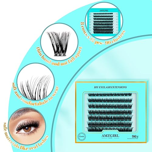 Miniatura 2 de AMZGIRL - Extensiones de pestañas individuales que parecen extensiones de pestañas naturales para bricolaje en casa banda fina y suave bandeja mixta