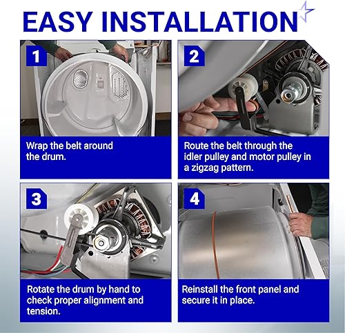 Miniatura 7 de BlueStars 341241 691366 Dryer Drum Belt & Pulley Kit – Compatible with Kenmore Whirlpool Dryers - Replaces 8066065 AP2946843 W10127457 PS346995