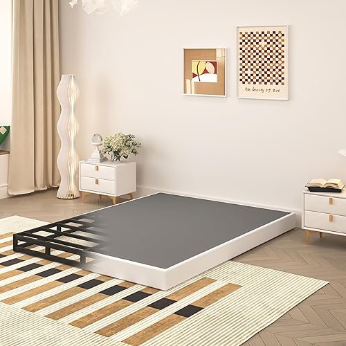 Miniatura 3 de Somier de 5 pulgadas para cama Queen, base de colchón de metal resistente, capacidad de 3000 libras, perfil bajo, sin ruido, fácil montaje con funda