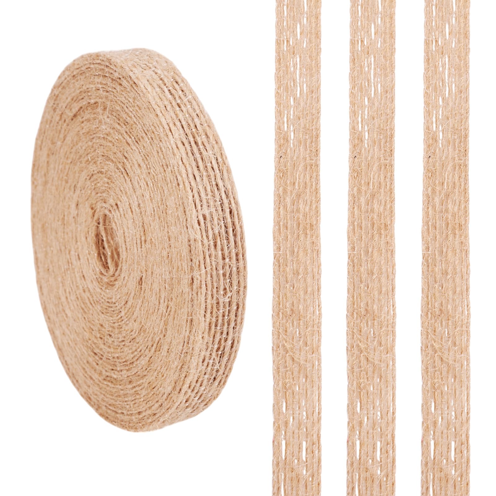 Pandahall 10.93 Yards Burlap Fabric Ribbon 3/8 Inch Tan Burlap Craft Ribbon Rolls for Party Decoration DIY Crafts Making