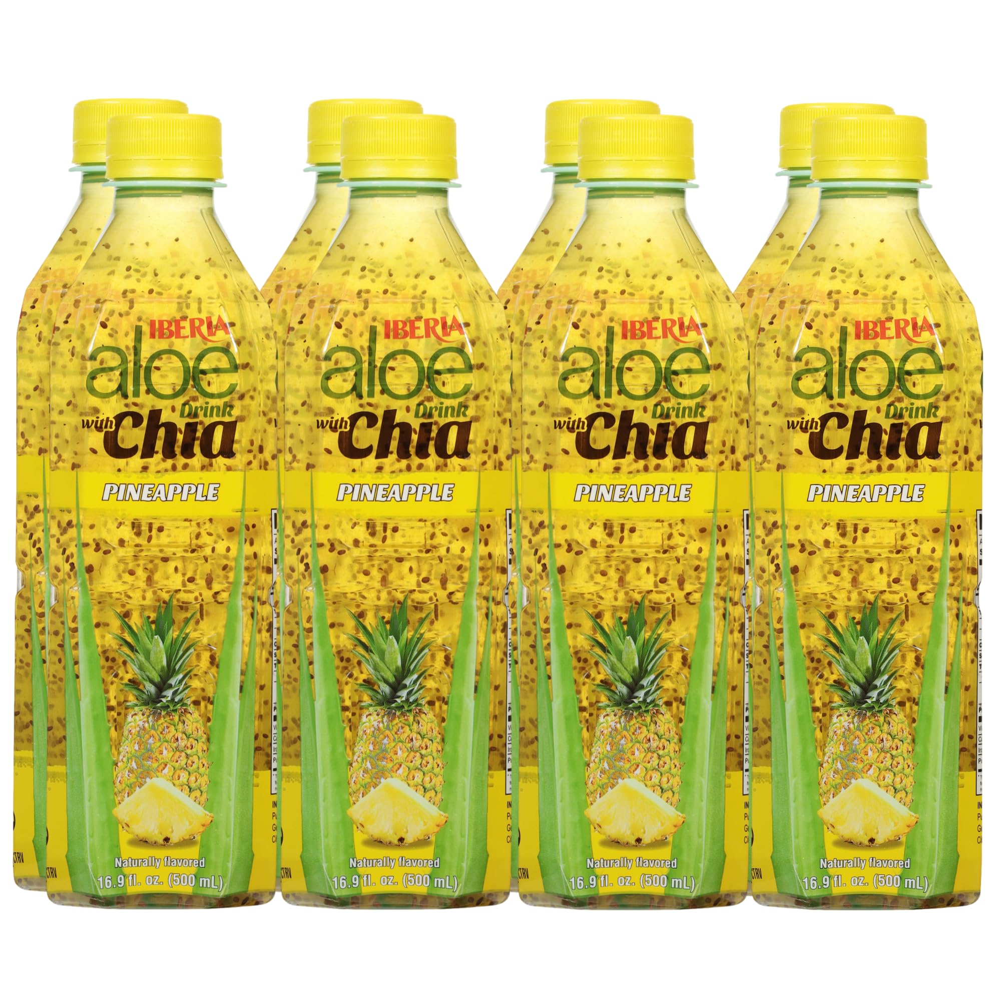 Iberia Aloe Vera Drink With Chia, Mango, 16.9 Fl Oz (Pack of 8)