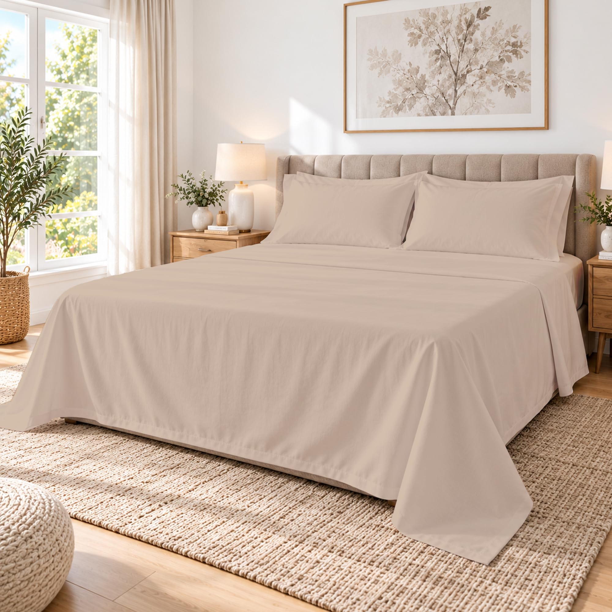 Cotton Comfort Bedding 400 Thread Count King Size Flat Sheet 100% Egyptian Cotton King Bed Sheets Super Soft & Breathable Hotel Quality King Size Bed Sheet