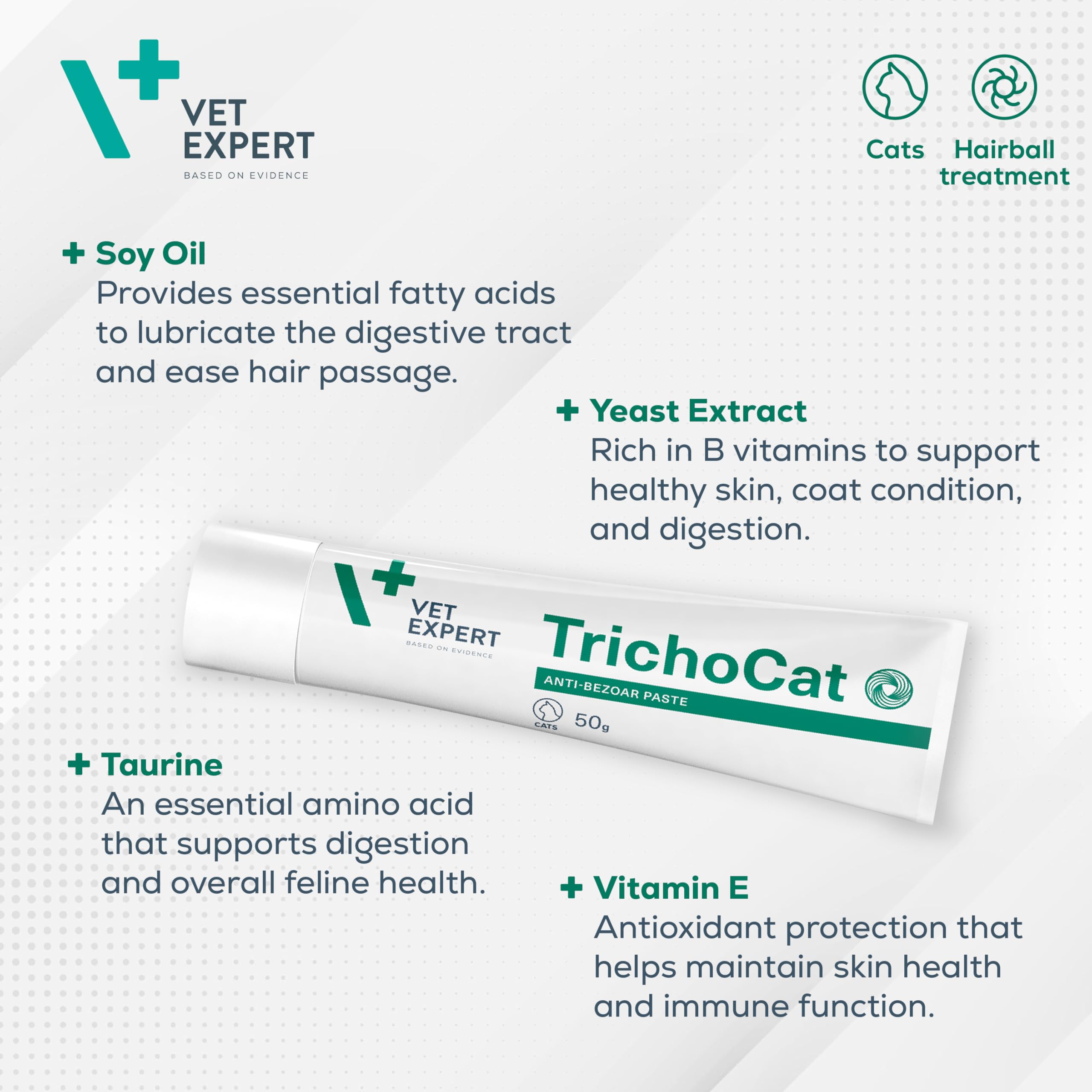 VET EXPERT TRICHOCAT - Pasta desenfrenadora para gatos, 50 ml