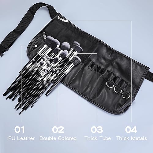 Miniatura 3 de MSQ - Juego de 29 brochas de maquillaje profesionales con cinturón ajustable, bolsa de maquillaje, base de polvo, brochas para sombras de ojos,