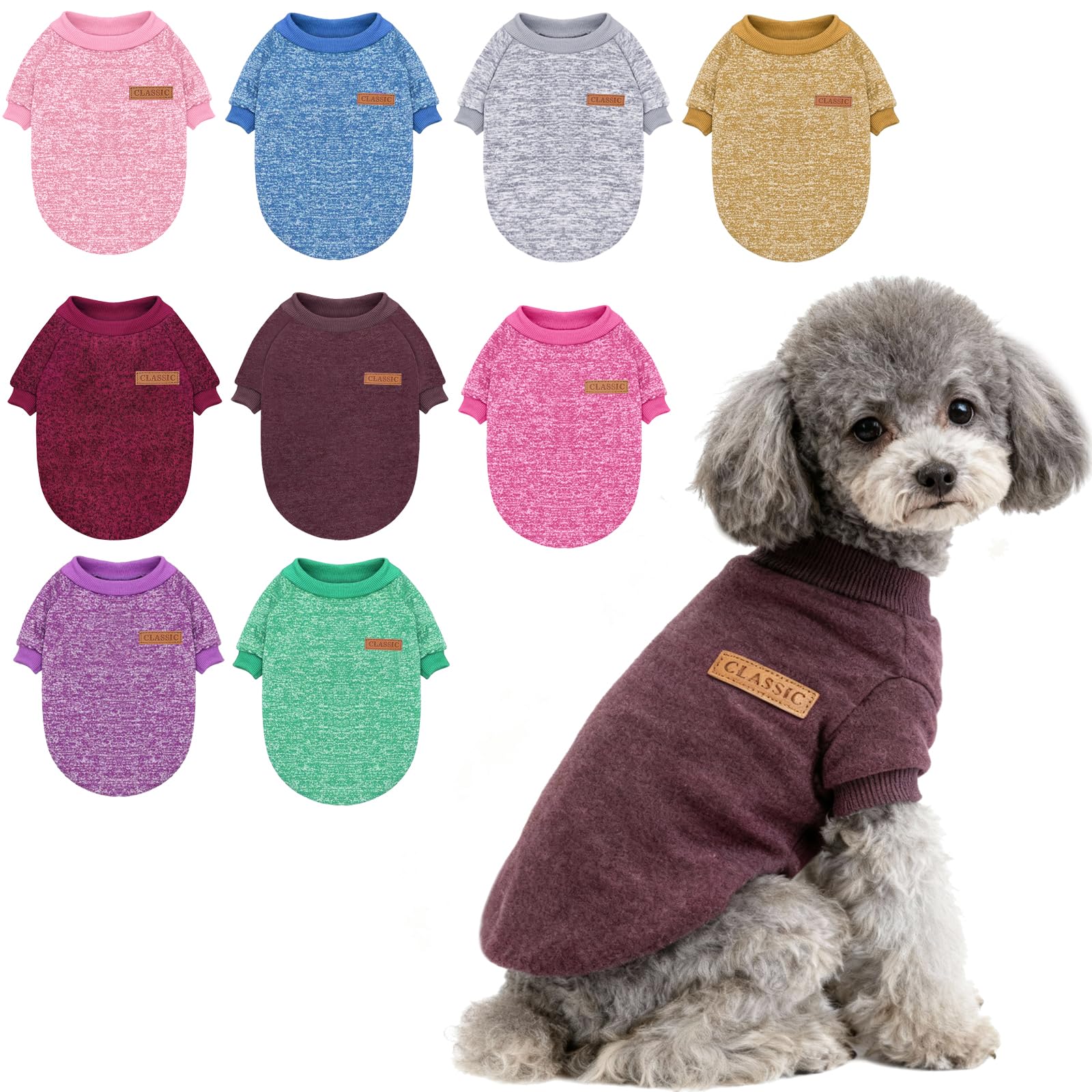 Idepet Pet Dog Classic Knitwear Sweater Soft Fleece Dog Coat Soft Thickening Warm Pup Dogs Shirt Winter Pet Dog Cat Clothes Puppy Customes Clothing