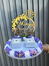 CREATIVE HORIZON Personalized Name Multicolors Artificial Flower Engagement Ring Tray Platter, Decorative Platters for Ring Ceremony