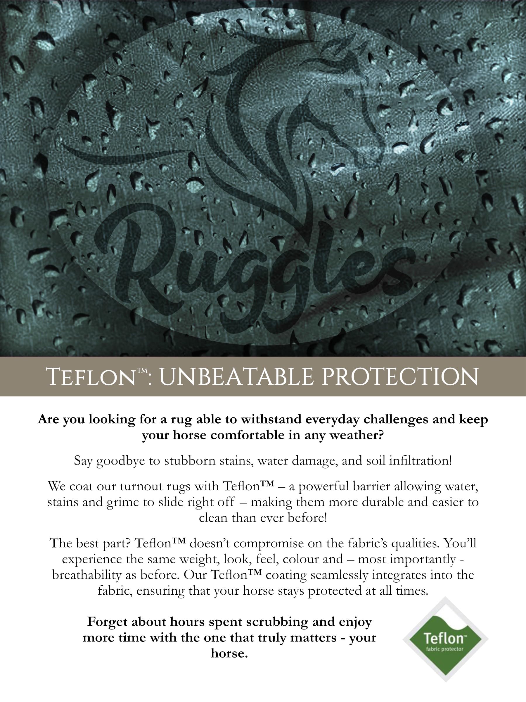 Ruggles Lightweight No Fill Turnout Rug For Heavy Horses - Shires Clydesdale Percheron Etc | Durable 1200D Teflon Coated Outer | Waterproof/ Breathable | Ideal For Warmer Wet Weather (6' 3", Sycamore - View #7