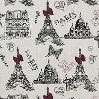 Vista 13 de Sheicon The Yard - Tela con estampado de la Torre Eiffel de París, 60 pulgadas de ancho, diseño de romance francés, vintage, para proyectos