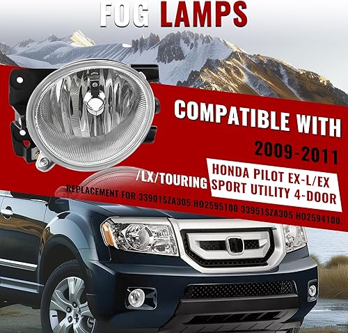 Miniatura 2 de HECASA Luz antiniebla compatible con Honda Pilot 2009-2011 de repuesto para 33901SZA305 HO2595100 33951SZA305 HO2594100 lámpara de luz antiniebla de