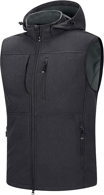 33,000ft Men's Softshell Gilet Lightweight Waterproof Removable Hood Vests