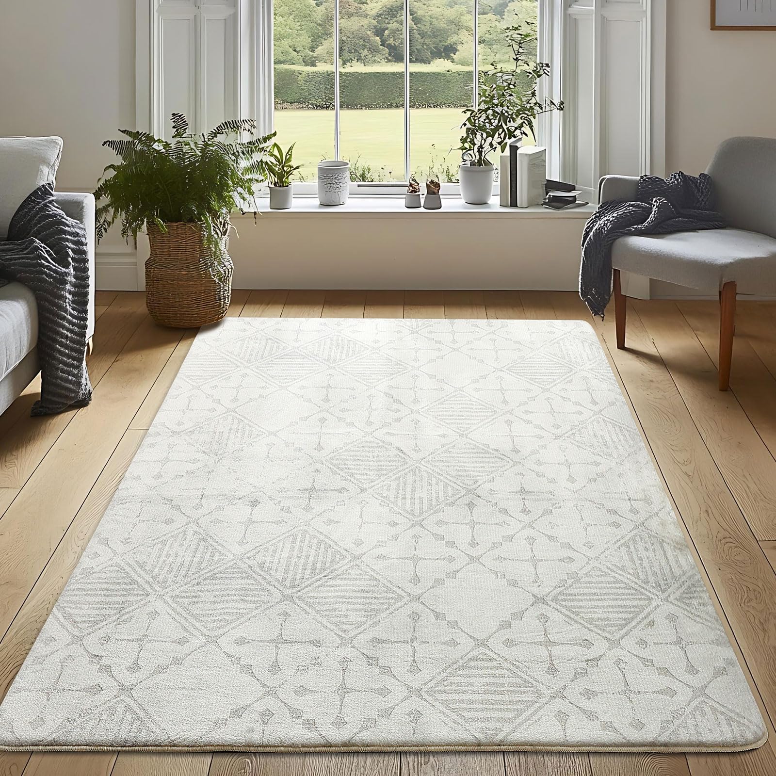 WondRg 5x7 Washable Area Rug Brown Grey Abstract Living Room Bedroom Throw Rug Neutral Modern Non Slip Soft Low Pile Indoor Carpet For Dining Room Office Entryway - View #3