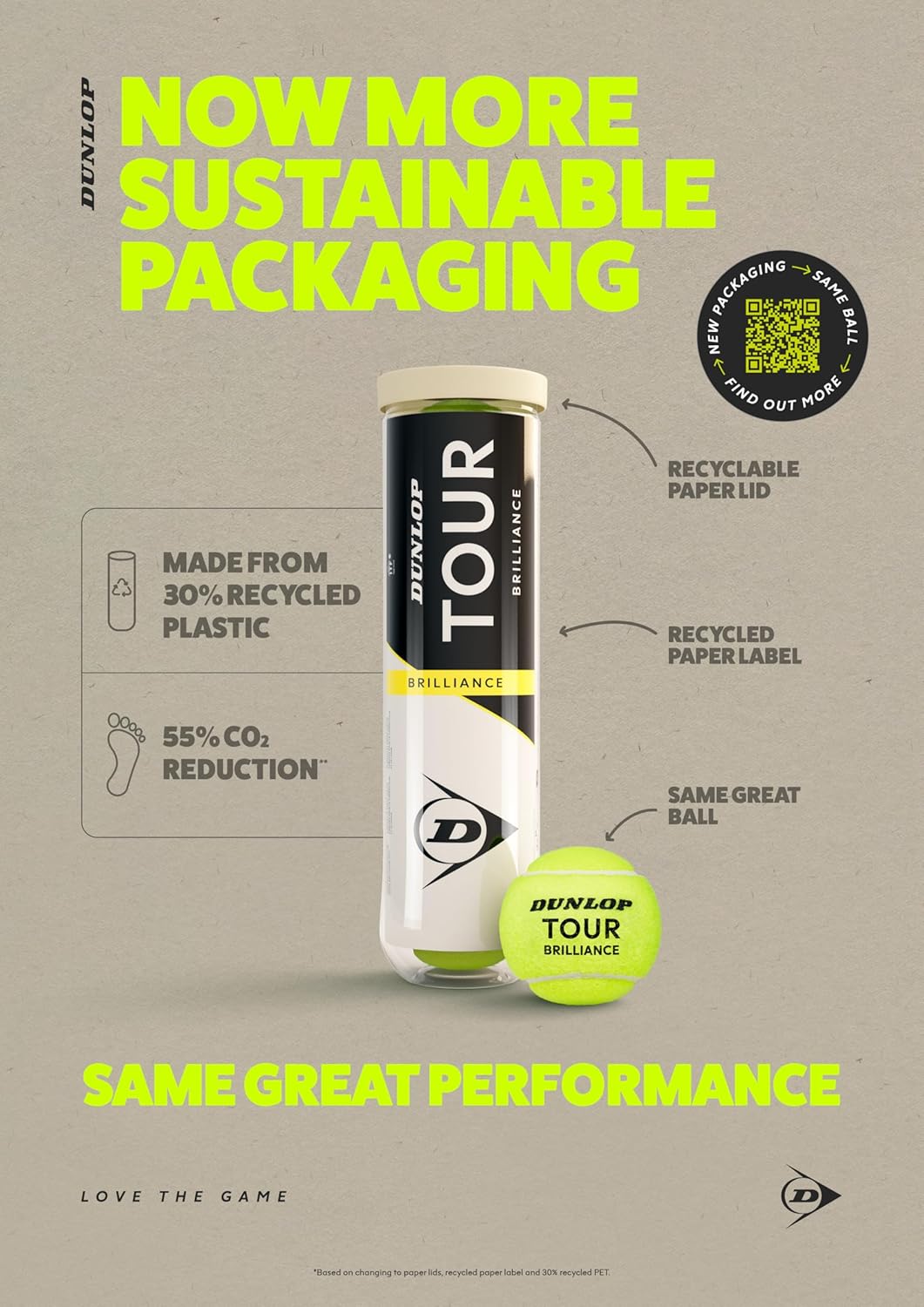 DUNLOP Tour Brilliance Tennis Ball for All Surfaces