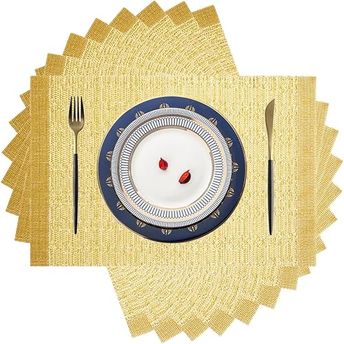 Miniatura 38 de Manteles individuales de vinilo de plástico, lavables, resistentes al calor, duraderos, de PVC, antideslizantes, tejidos, para cocina, comedor Azul