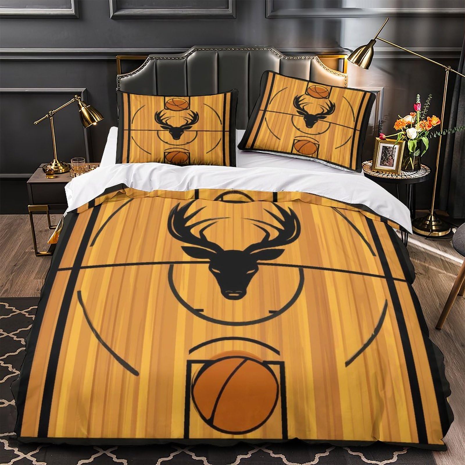 Housse de couette 3D basket hypoallergénique et microfibre résistante