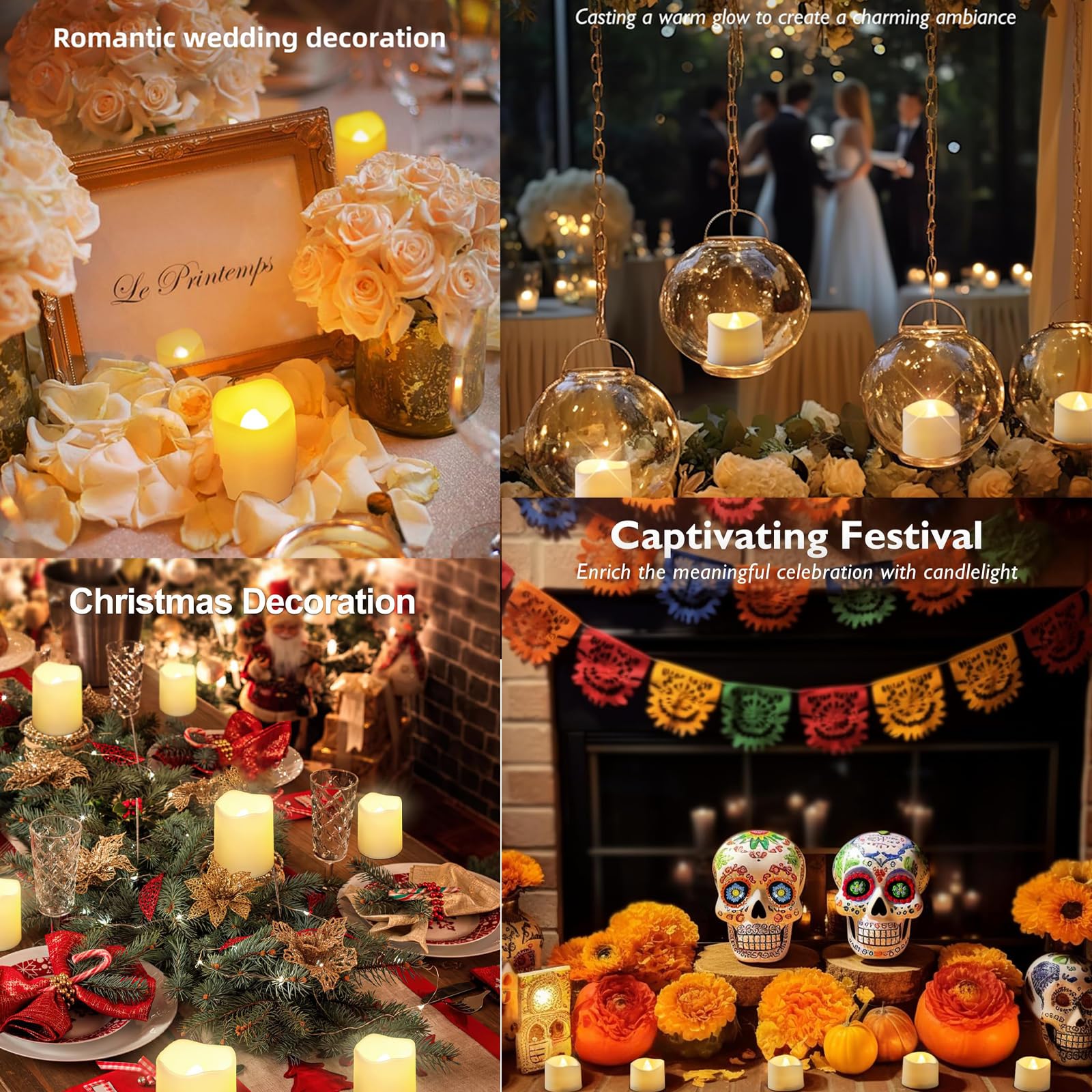 24 Pezzi Candele LED Senza Fiamma,Candele Votive Fluttuanti,Luce Calda, Funzionamento a Batteria,Decorazioni per Matrimonio,Natale,Halloween,Feste e Casa