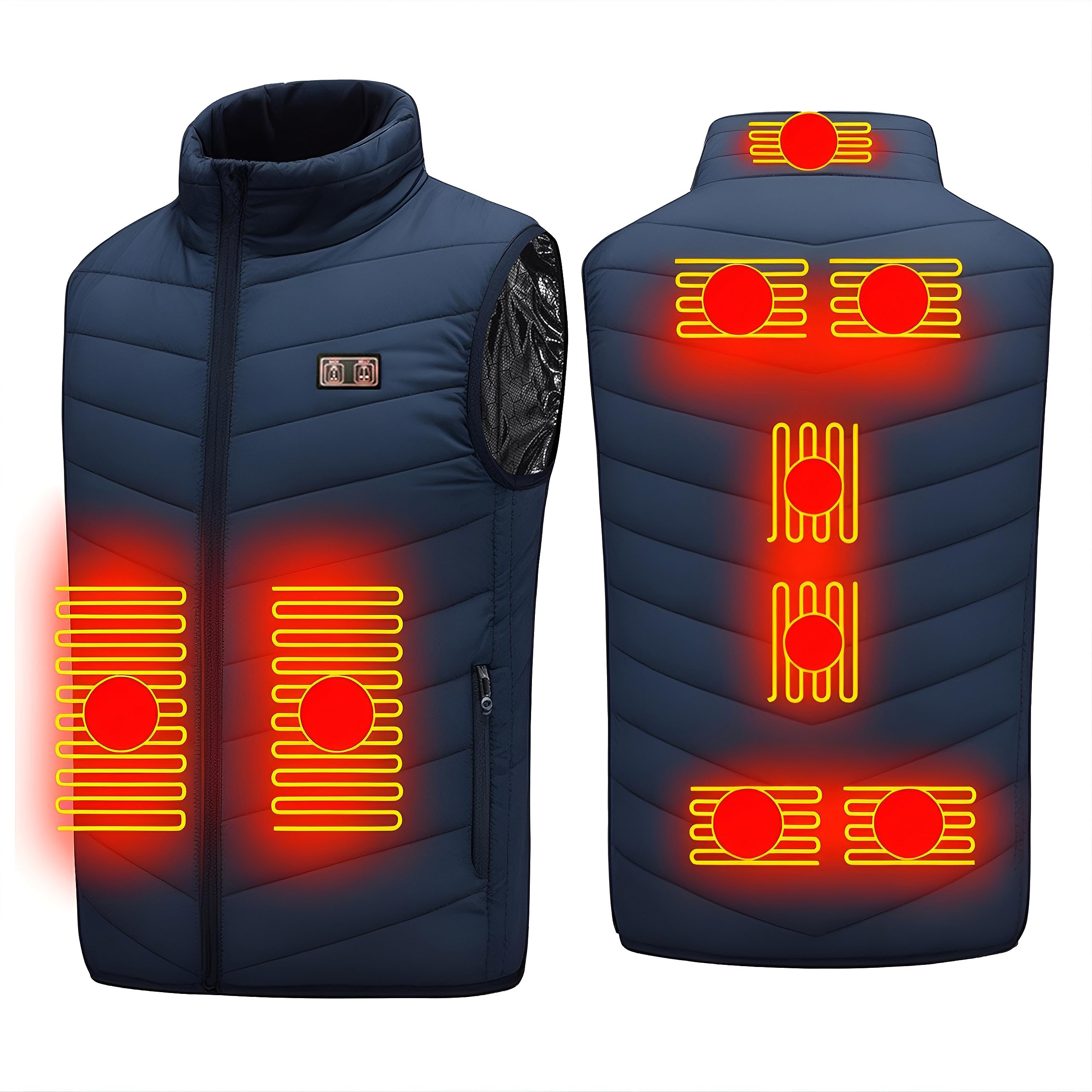 HonTasengHeated Vest, Electric Heating Vest, 3 Temperature Levels Heating Jacket for Men and Women, 9 Heating Zones, USB Charging Heated Gilet Jacket for Outdoor Camping Hiking (Not Included Battery)