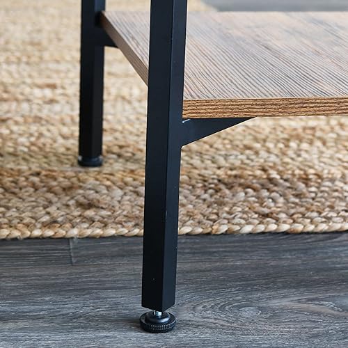 Miniatura 6 de Household Essentials Crown - Estantería estrecha de 3 estantes abiertos para almacenamiento, madera de nogal rústico y metal negro