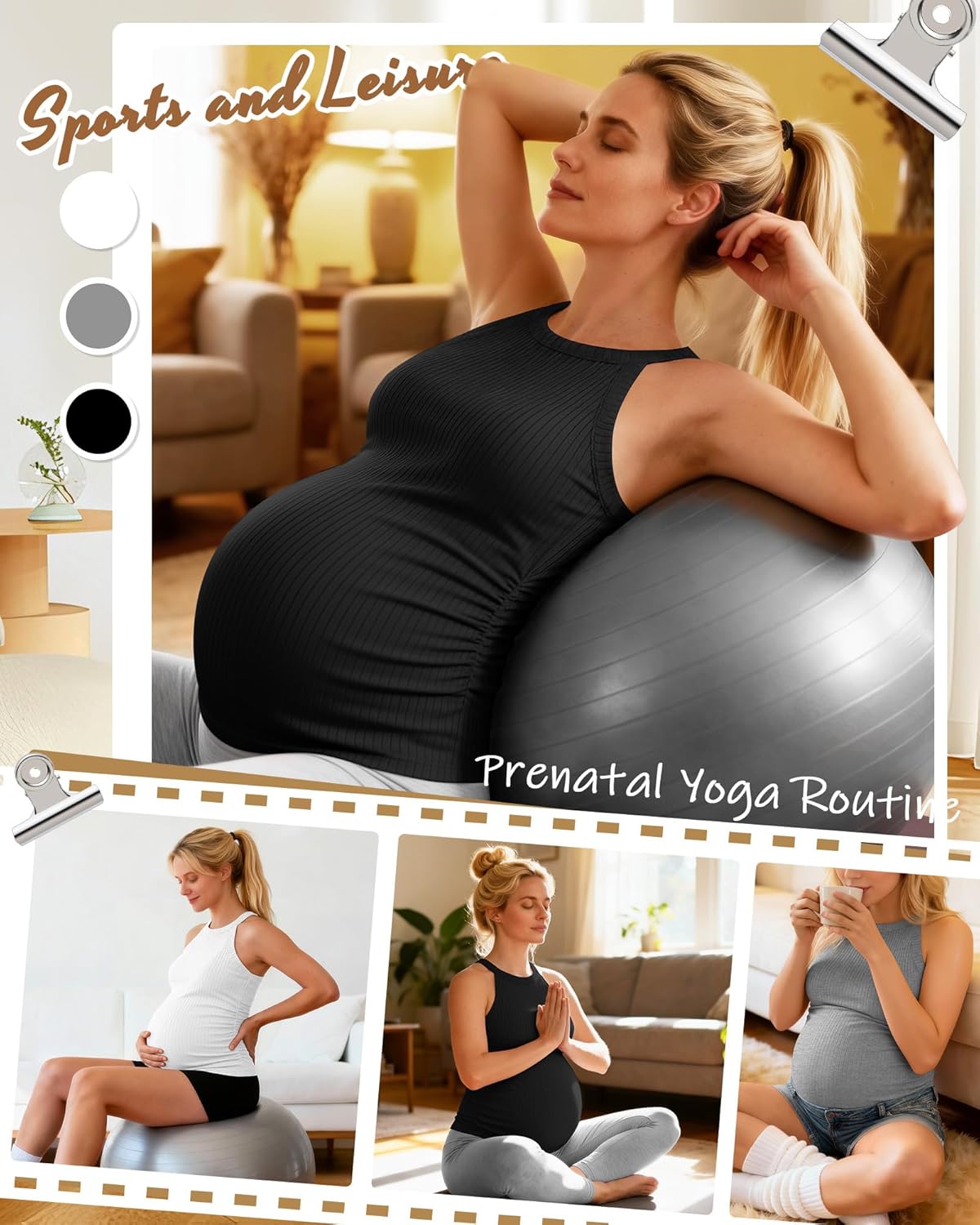 3 Pack Women's Maternity Tank Tops 92% Cotton Ribbed Knit Pregnancy Shirts Summer Sleeveless Halter Clothes
