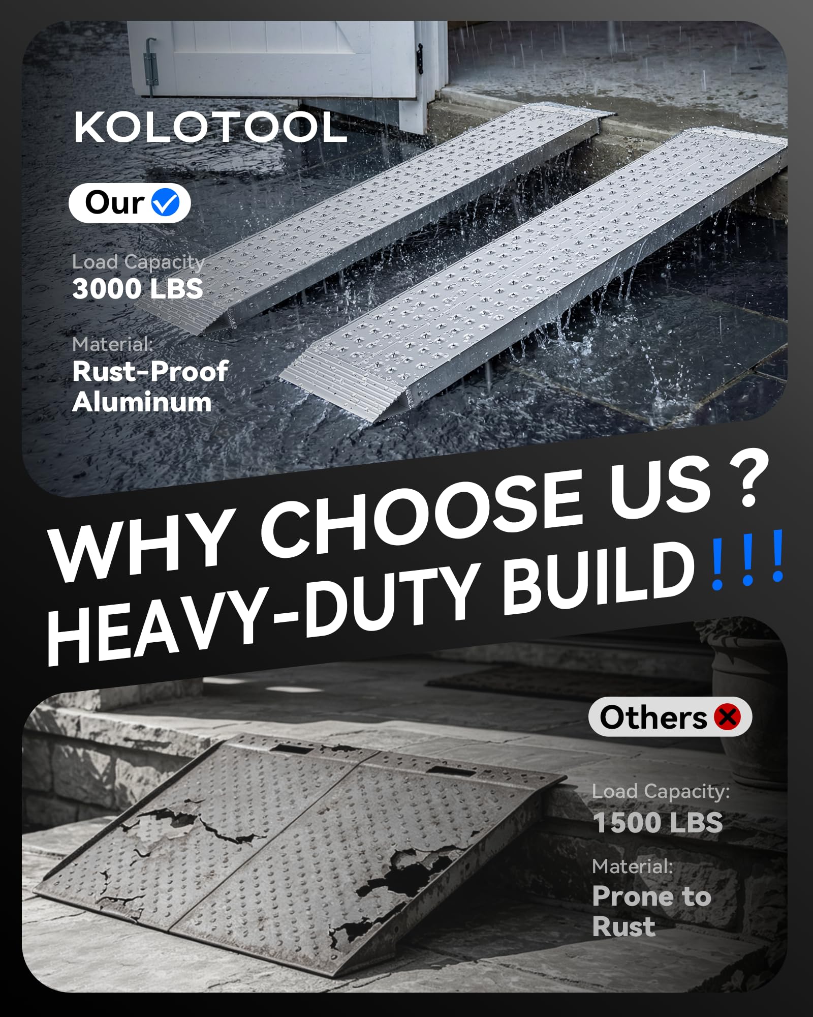 Aluminum Shed Ramps - 3000LB Capacity -2