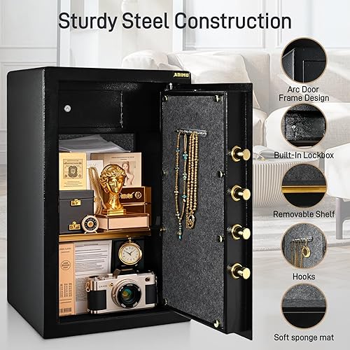 Miniatura 3 de ADIMO Caja fuerte, 3.6 pies cúbicos grande resistente con armario con cerradura y bolsa de dinero impermeable ignífuga, teclado digital y sistema de