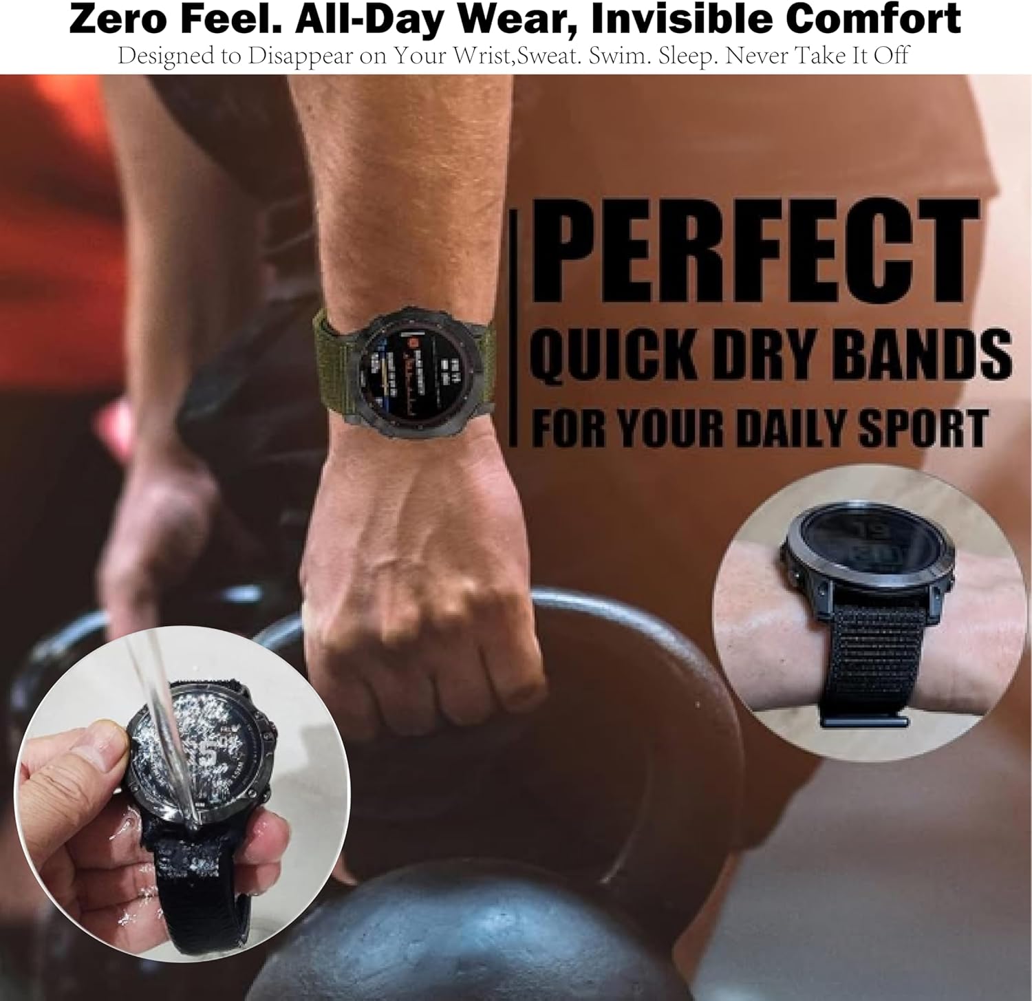 Hook and Loop Quick Dry 22mm Nylon Ultralight Sport Watch Band for Garmin Fenix 8 47mm/Fenix 7/7 Pro/6/6 Pro/5/5Plus, UltraFit Strap for Forerunner 965/955/945/935/Approach S62/S70/tactix 8 47mm/Epix2 - Image 7