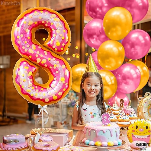 Miniatura 310 de KatchOn, Globo dorado gigante del número 8 de 40 pulgadas, globo dorado del número 8 para decoraciones de cumpleaños de 8 años para niñas