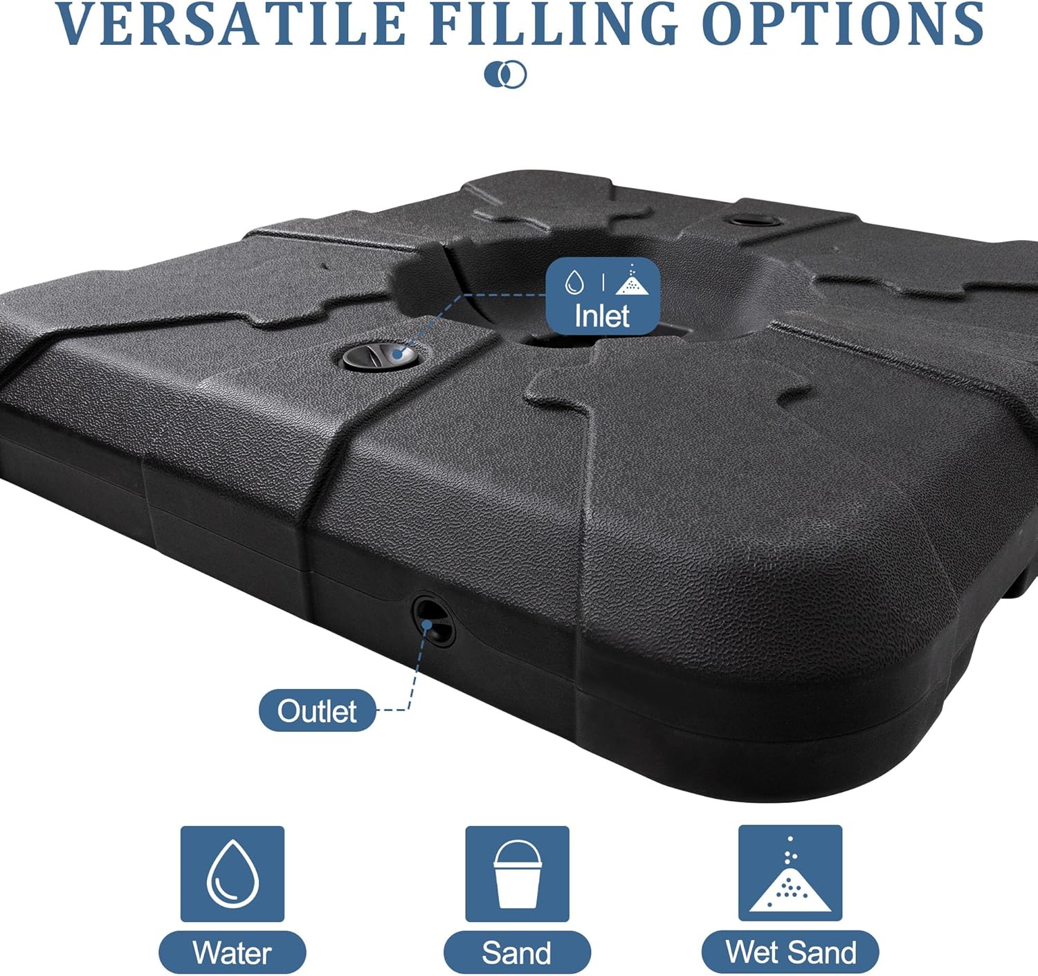 Cantilever Patio Umbrella Base, 220lbs Capacity Heavy Duty Outdoor Offset Umbrella Base, Sand/Water Filled Umbrella Stand Weights