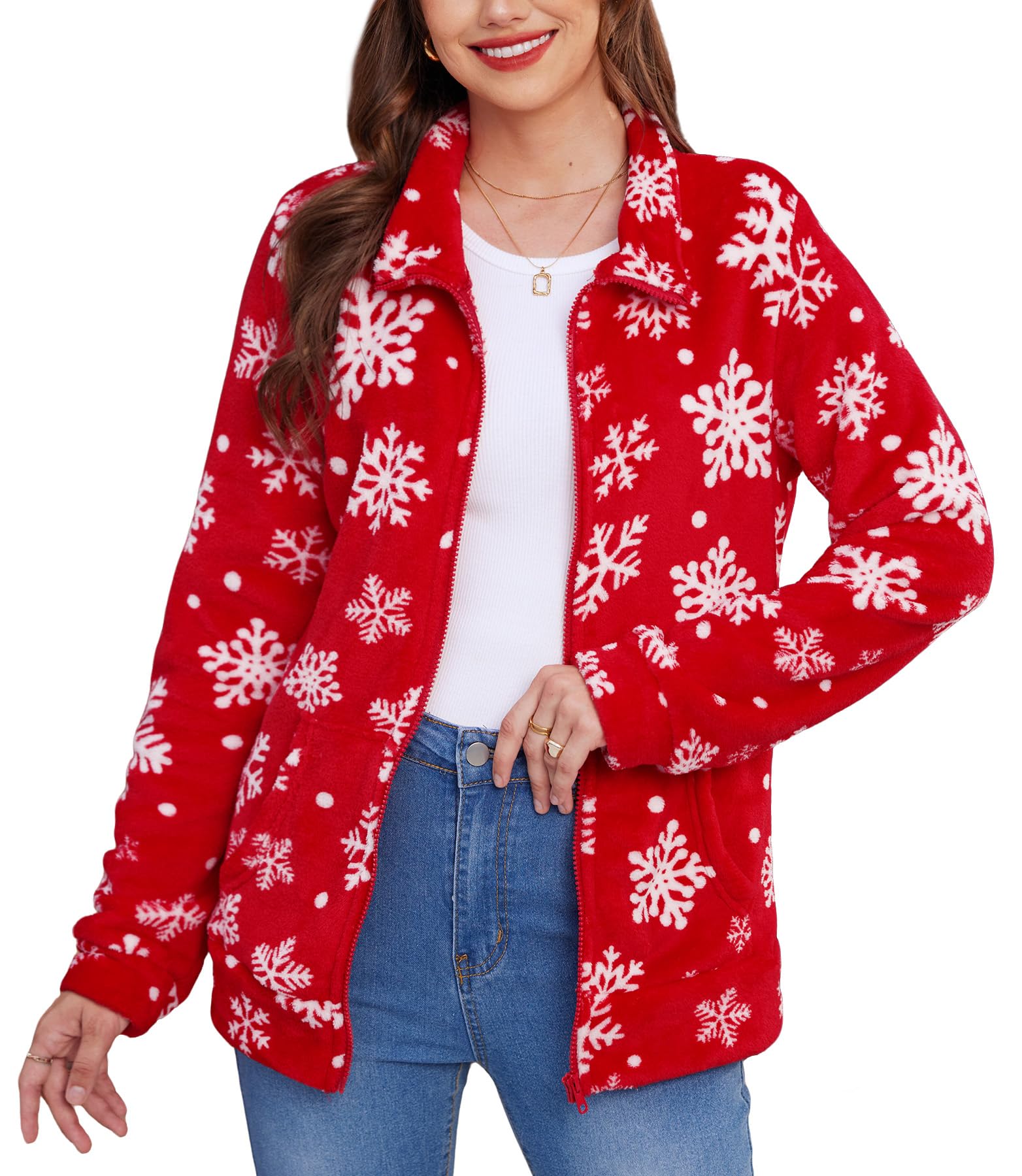 For G and PL Womens Long Sleeve Full Zip Soft Warm Fleece Jacket