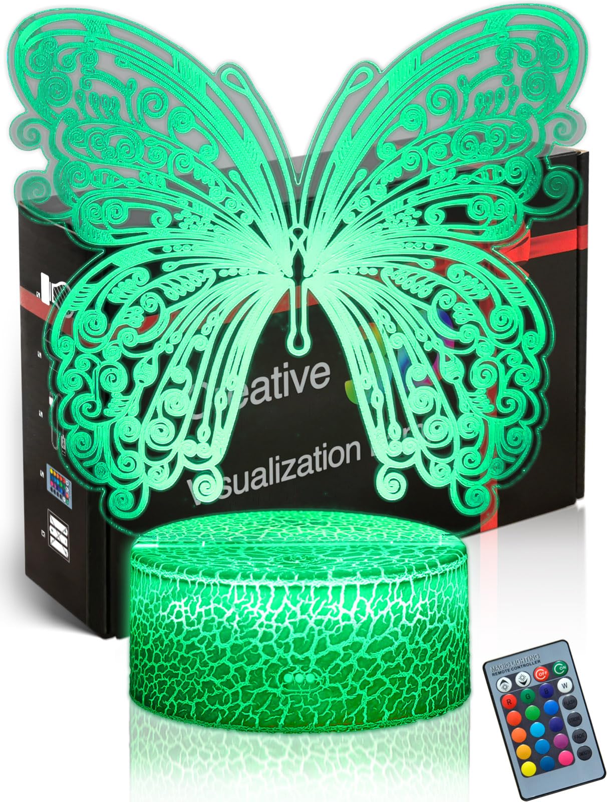 DAHEYMA Butterfly 3D Mood Lamp Illusion 16 Colors Change LED Butterfly Night Light with Remote, Gifts for Holiday, Home Bedrom Room Decor Table Lamp