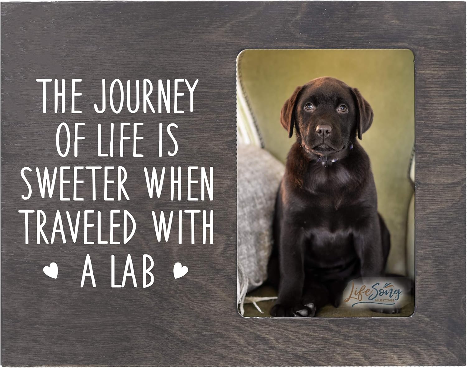 LifeSong Milestones Digitally Printed The Journey of Life Pet Vertical Photo Frame Gift Ideas for Black Lab & Dog Lovers - Golden Lab Owner Frame Gift 8”x10” Holds 4”x6” Photo (Ivory)