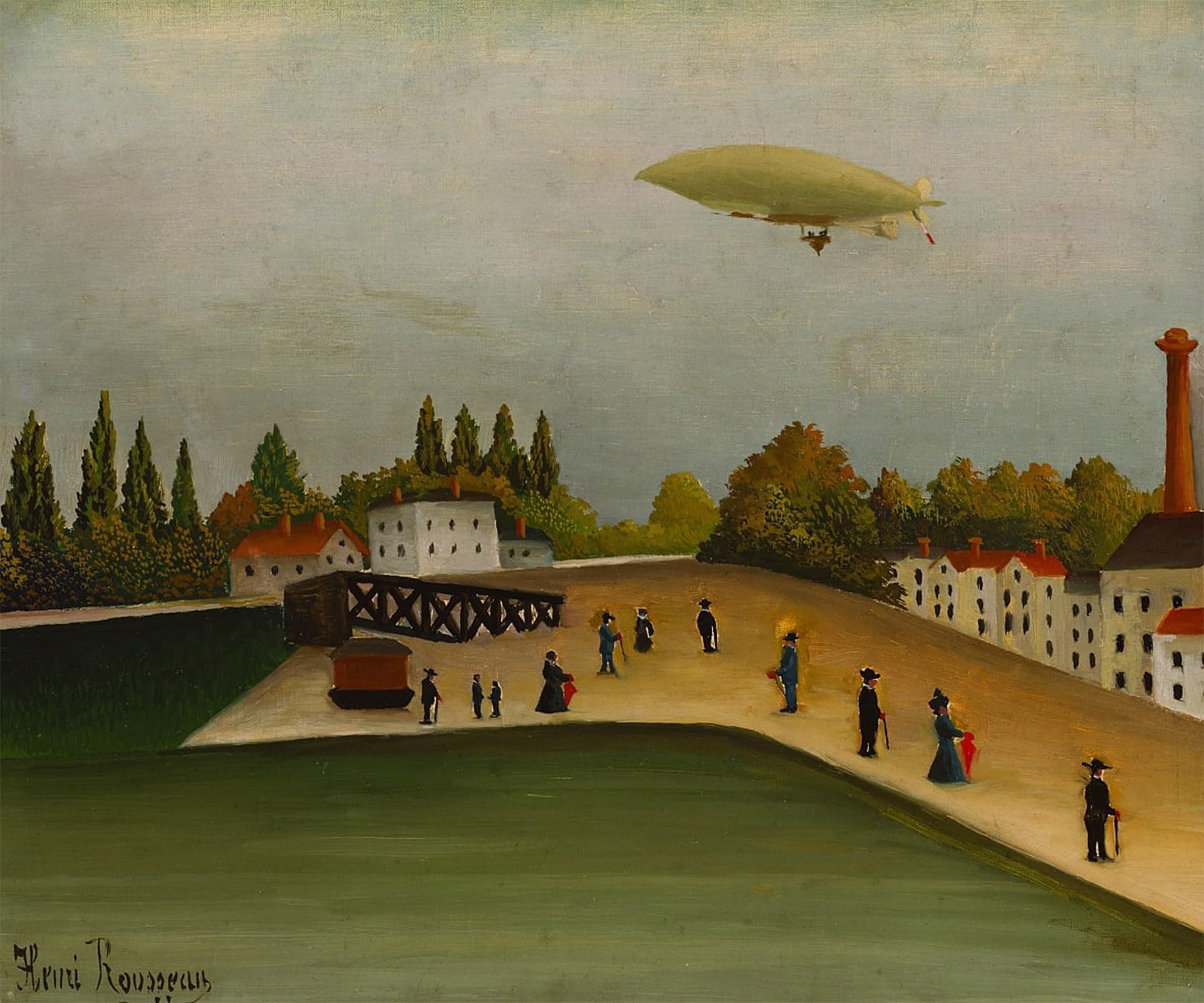 ARTXLXXBN Famous Prints Artwork Pictures Poster Painting Art Quai Divry by Henri Rousseau Artwork Landscape Pictures for Home Decor 60x90cm