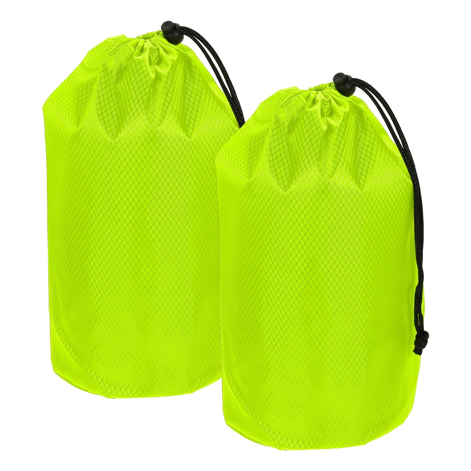 YELARXI Stuff Sack, Waterproof Ditty Bags Storage Sacks Portable Outdoor Ultralight Drawstring Dry Stuff Bag Gear with Toggle 6x12In & 2Pack & Bright Green for (Backpacking Camping Hiking)