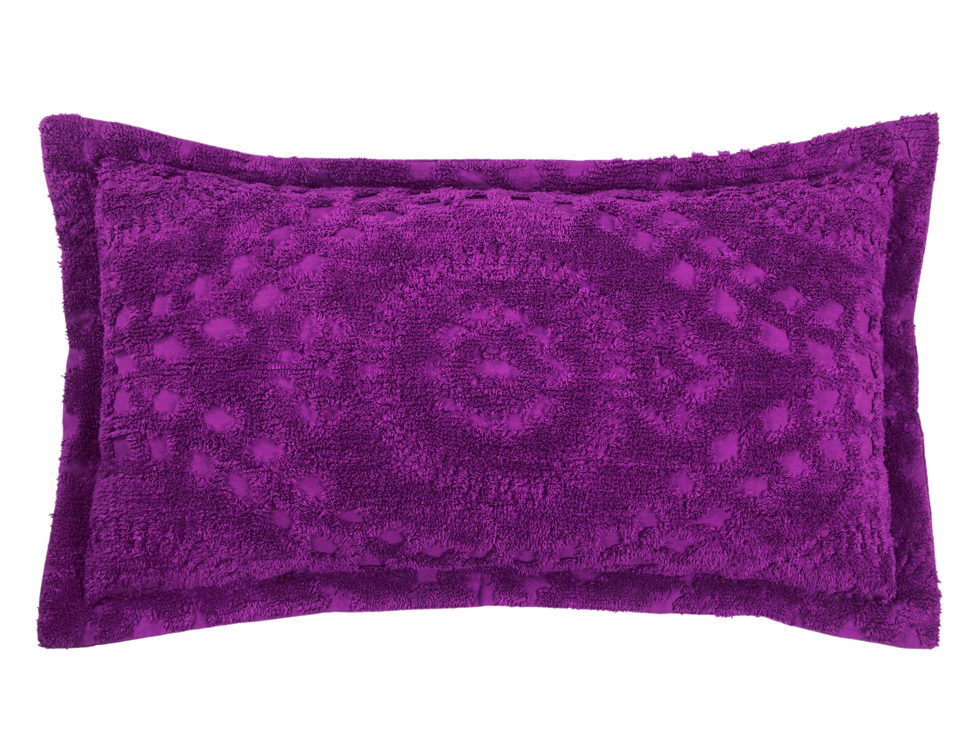 Better Trends Rio Collection is Super Soft and Light Weight in Floral Design 100% Cotton Tufted Unique Luxurious Machine Washable Tumble Dry, King Sham, Plum