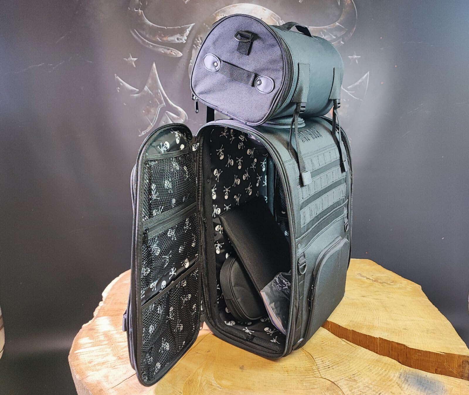 Reisetasche Bag-Rock XL 60L kompatibel mit Harley Davidson Bobber HD Custom Chopper schwarz Biker neu universell geeignet für Motorradmarken