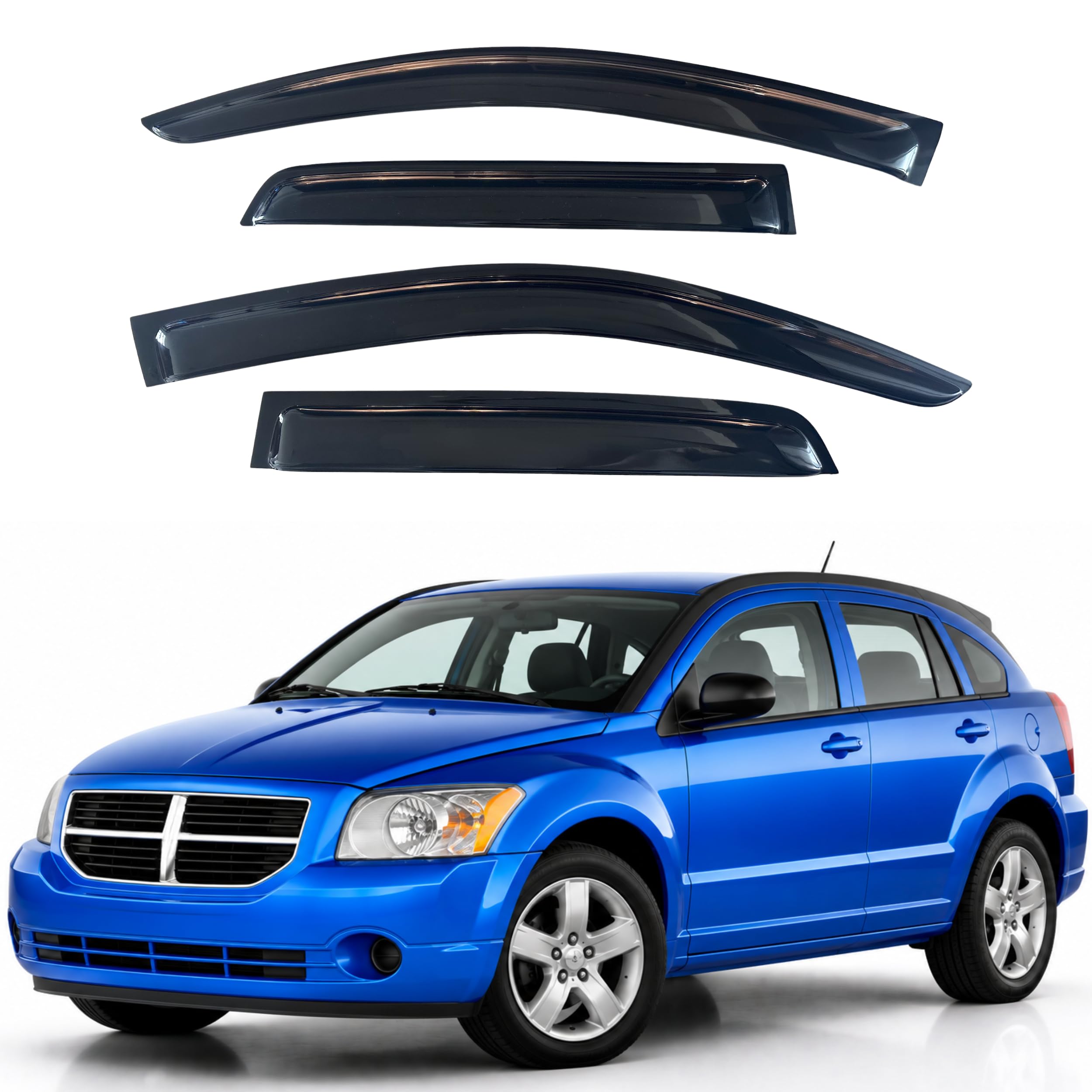 IG Window Visors Fit for 2007-2012 Dodge Caliber, Out-Channel Rain Guards Vent Wind Deflectors 4PC, Car Accessories for 07-12 Caliber