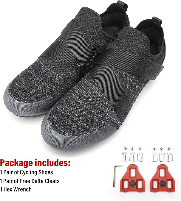 Unisex Cycling Shoes Compatible with Peloton & SPD Bike Shoes | Delta Cleats Included, Indoor Outdoor Road Spin Bike Shoes, for Men Women, Breathable, Sturdy Outsole